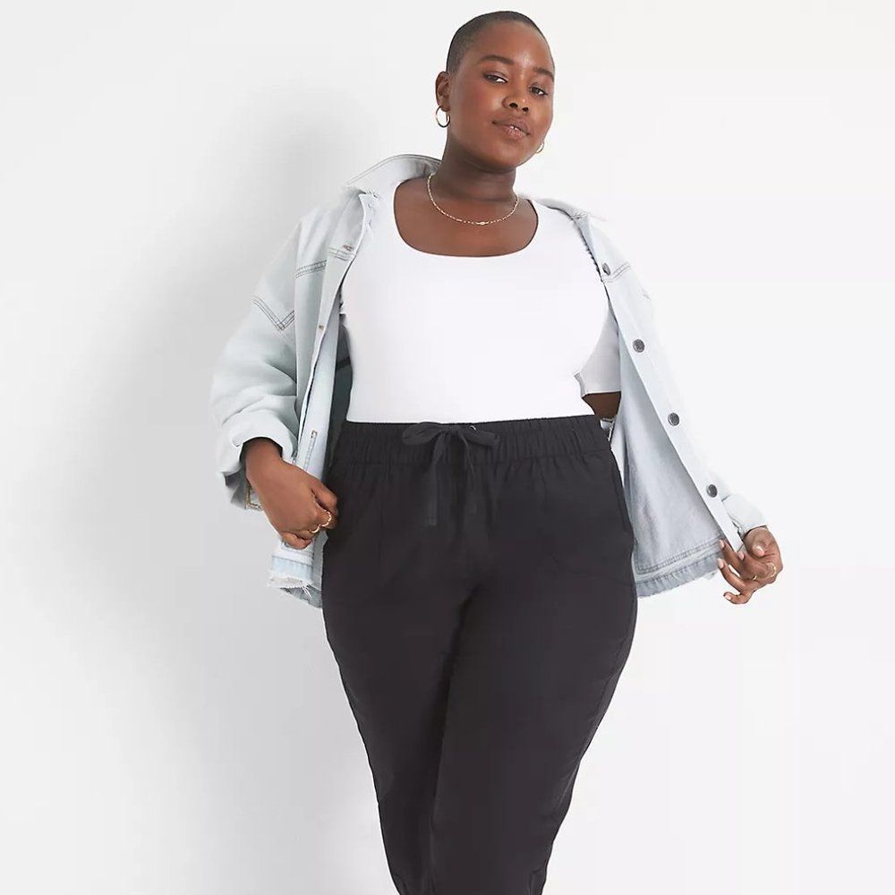Lane Bryant Black Cropped Pull On Casual Pant Size 24 New With Tags